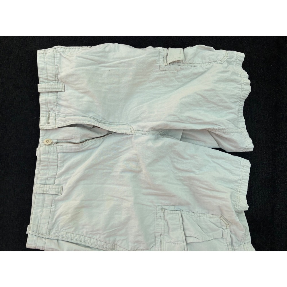 Caribbean Mens Cargo Shorts 33x11 Light Khaki 100% Cotton Multi-Pocket Casual